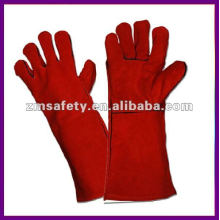 14" Красный длинный кожа безопасности сварки перчатки ZMR101